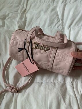 Juicy Couture Light Pink Quilted Mini Barrel Bag with Logo
